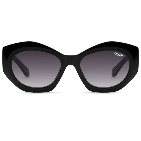 QUAY Real Me Sunglasses Black Frame Smoke Gradient Lenses Geometric Shape - Picture 10 of 10